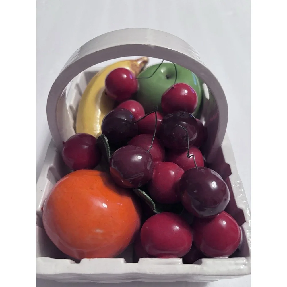 Italian Fruit Basket Vintage Italian Wire Cherries Banana Apple Orange Rare‎
